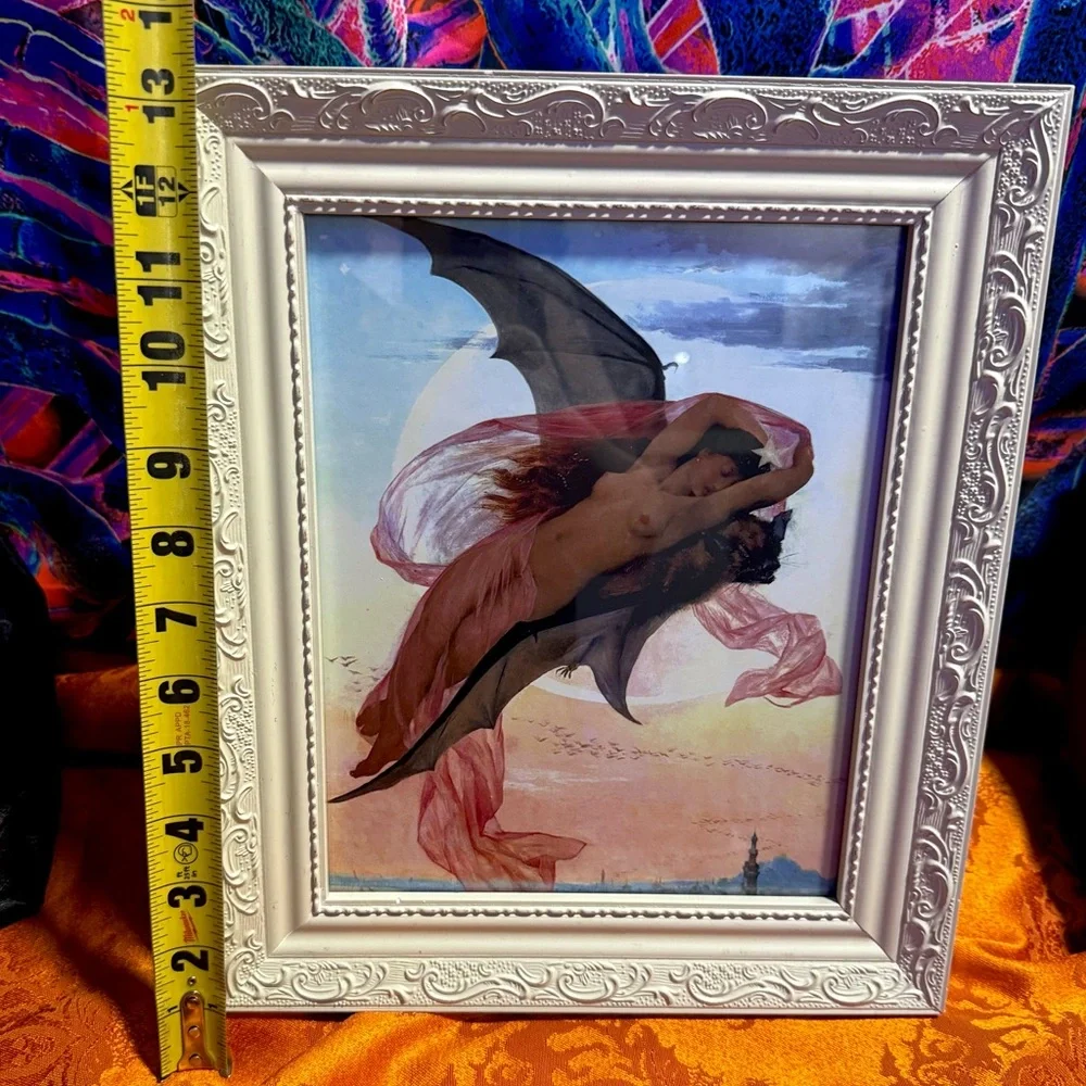 Moonlit Dreams Gabriel Ferrier Framed Art Witch Bat Moon Pagan Mythology Magic